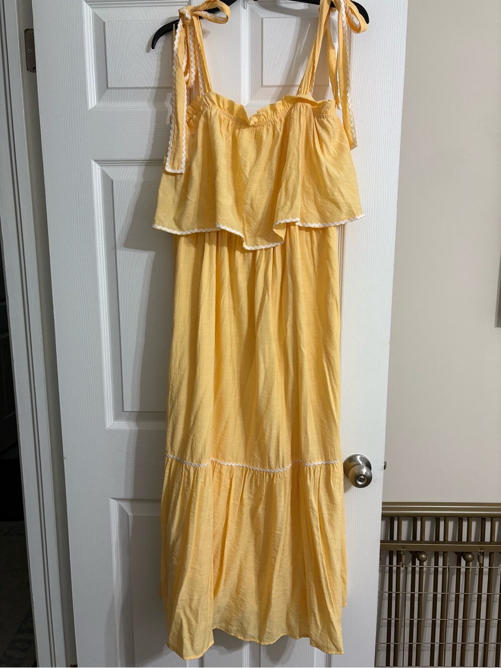English Factory Yellow Tie Shoulder Ric Rac Dress Size Medium Women